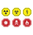 warning signs set - danger radiation biohazard vector image vector image