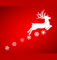 reindeer is skipping for christmas icon on red vector image vector image
