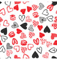 doodle love heart valentines day seamless vector image vector image