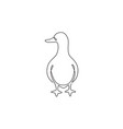 one continuous line drawing funny white duck vector image vector image