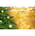 christmas tree with gold blur bokeh lights vector image