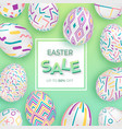 easter background with 3d ornate eggs on green vector image vector image