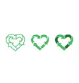green heart shape symbol with arrows recycle logo vector image