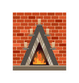 home fireplace with fire vintage design vector image