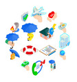 insurance icons set isometric 3d style vector image