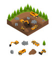 construction quarry with excavators and equipment vector image