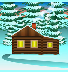 winter house in spruce forest vector image