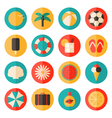 flat design long shadow summer season icon set vector image