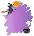 a witch riding on broom and an empty violet vector image vector image