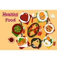 healthy breakfast dishes icon for festive menu vector image