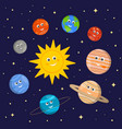solar system for kids cute sun and planets vector image