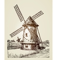 windmill mill or bakery vintage hand drawn vector image