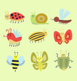 colorful insects icons isolated wildlife wing vector image