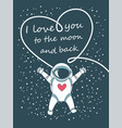 funny spacemen love happy valentines day greeting vector image vector image