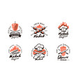 set of kebab bbq labels design elements for logo vector image