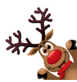 xmas drawing of funny red nosed reindeer vector image vector image