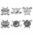 set of golf club logo badges volleyball design vector image vector image