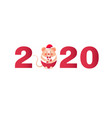 merry christmas and 2020 banner cute little mouse vector image