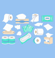 tissue paper set toilet rolls papers towel box vector image