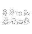 cute kitty with horn capricorn line coloring set vector image