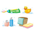 set bathroom objects on white background vector image vector image