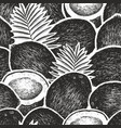 coconut with palm leaves seamless pattern hand vector image vector image