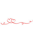 couple red ribbon hearts isolated on white vector image
