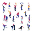 protesting people isometric set vector image vector image