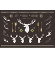 rustic antlers set silhouettes of antler vector image