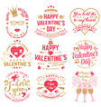 set happy valentines day sign stamp card vector image