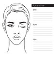 beautiful woman portrait face chart template vector image
