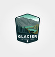 glacier national park patch logo design vector image