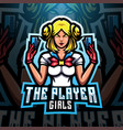 player girls esport mascot logo vector image