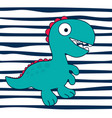 cartoon dinosaur on striped background vector image