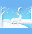 deer and fawn in snowy forest at night vector image