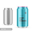 metallic tin can mockup vector image