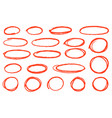 red hand drawn circles rounds bubbles set vector image