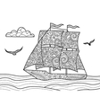 Sailing ship coloring book for adults Royalty Free Vector