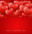 valentines day background with red hearts on top vector image