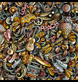 hippie hand drawn doodles seamless pattern hippy vector image