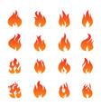 set of fire and flame icons on white background vector image