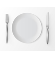white empty round plate with fork and knife vector image