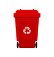 bin recycle plastic red wheelie for waste vector image