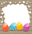 holiday card with easter colorful eggs on wooden vector image