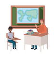 teacher in the geography class with students vector image