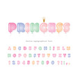 balloon cute font for kids cartoon pastel colored vector image