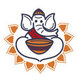 elephant in monac hat and robe with empty bowl vector image