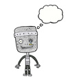 cartoon funny robot with thought bubble vector image