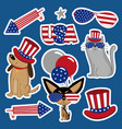 fourth of july cartoon sticker set vector image