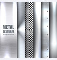 realistic brushed metal textures set polished vector image
